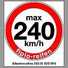 Aufkleber f. Allwetterreifen 265/35 R20 99V max 240 km/