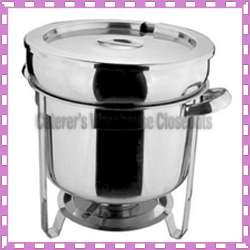 SET/2 STAINLESS 7 QT. SOUP WARMER CHAFING SOUP MARMITE  