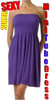New Sexy Purple Long Elastic Tube Top Mini Dress Club  