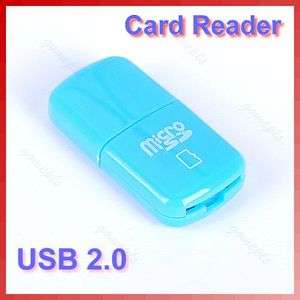Mini USB 2.0 Micro SD Writer TF Memory Card Reader Blue  