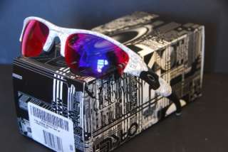 NEW Oakley Flak Jacket Sunglasses White Text Positive +Red Iridium 24 