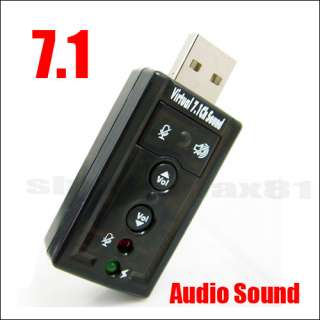USB 2.0 to 3D External 7.1 Channel Virtual Audio Sound Card Adapter 