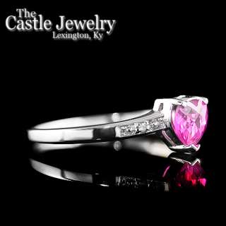 Heart Shaped Synthetic Ruby .02 CTTW Round Illusion Set Diamond 10 K 
