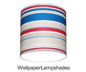 Blue & Red New England Stripe Wallpaper Lampshade 8  
