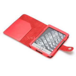   RED LEATHER COVER CASE FOR NEWEST  KINDLE 4 + SLIM READING LIGHT