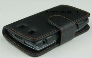 BLACK LEATHER CASE FOR BLACKBERRY TORCH 9800  