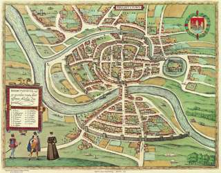   in 1568   a plan of the City by Georg Braun   large reproduction map