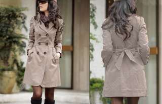 Fashion Womens Slim Fit Trench Double breasted Coat Cotton Jacket 