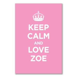 A2+ satin poster KEEP CALM AND LOVE ZOE LIGHT PINK WW2 WWII PARODY 