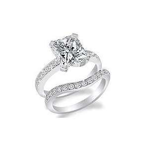 Wedding Set Pave Diamond Engagement Ring Mounting and Curved Band on 