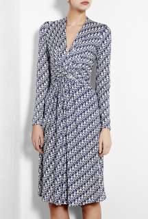 Issa  Pacific Blue False Wrap Printed Silk Jersey Dress by Issa