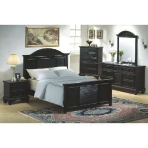  5PC Pebble Beach Black Finish Wood King Size Bed Bedroom 