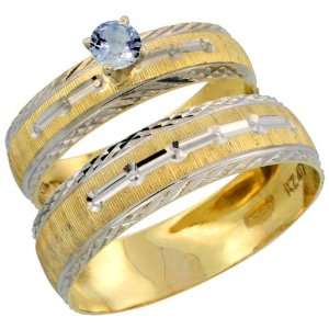 Gold 2 Piece 0.25 Carat Light Blue Sapphire Ring Set (Engagement Ring 