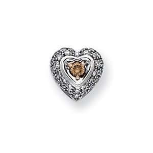    14k White Gold White & Champagne Diamond Heart Pendant Jewelry