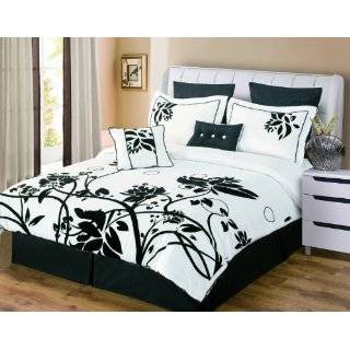   Comforter Set, Black/White Luxury Home Chelsea 8 Piece Comforter Set
