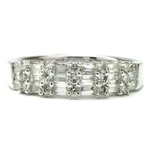 Carat Baguette&Round Diamond 14k White Gold Anniversary Wedding Ring