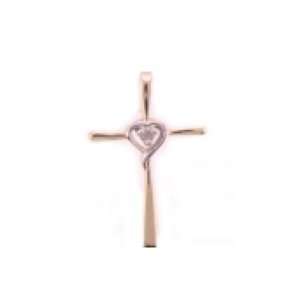   Gold Diamond Heart & Cross Pendant w/ Chain SeaofDiamonds Jewelry