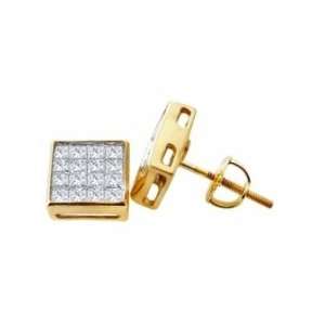  (1.00 Ctw) 14k Yellow Gold Diamond Earring Studs 