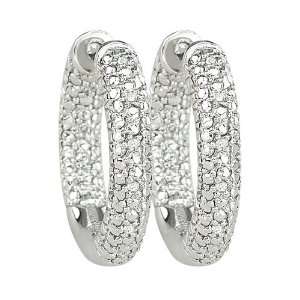    14K White Gold 0.06 ct. Diamond Huggie Earrings Katarina Jewelry