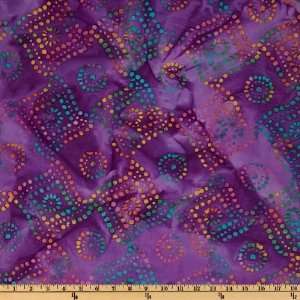  44 Wide Indian Batik Diamond Medallion Purple/Multi Fabric 