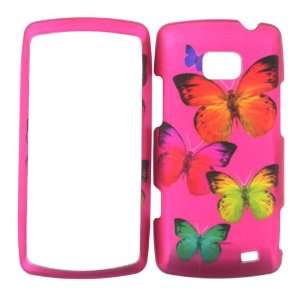 LG ALLY VS740 (Verizon) Colorful Butterflies on Pink Hard Case/Cover 