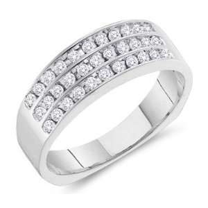   Wide Channel Set Round Cut Mens Diamond Wedding Ring Band (1/2 cttw