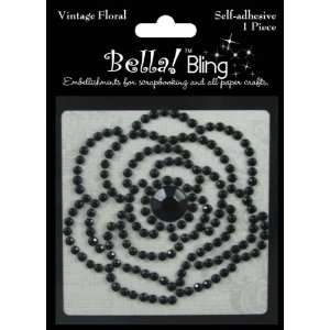  Bling Self Adhesive Rhinestone Vintage Floral Black