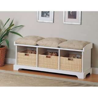  White Finished Entryway Storage Bench
