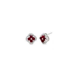 ZALES Ruby Clover Stud Earrings in 10K White Gold with Diamond Accents 