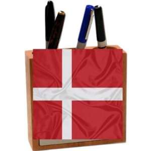 Rikki KnightTM Denmark Flag 5 Inch Tile Maple Finished Wooden Tile 
