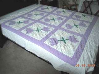 1930s antique AMISH TULIP PATTERN QUILT early NICE  