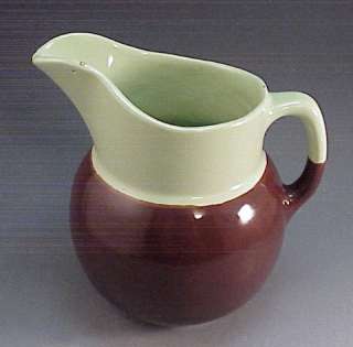 Watt Pottery 1950s Pitcher Brown Lime Green  