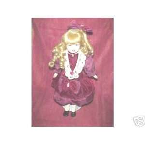  Porcelain & Cloth doll in Maroon Velvet Dress Everything 
