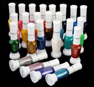 24 Color Glitter Nail Art 2 Way Pen Brush Varnish Polish Paint  