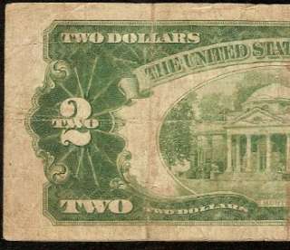 1928 D $2 DOLLAR BILL MULE NOTE UNITED STATES LEGAL TENDER RED SEAL Fr 