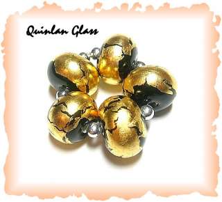 Quinlan Glass Little Black Dress 24 Karat Gold Handmade Lampwork Glass 