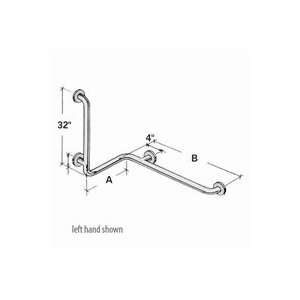 /Shower Corner Stainless Steel Grab Bar, Right Hand 32 x 24 x 48 