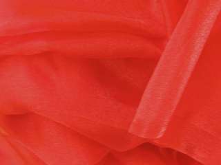 C19 Bright Red Sparkle Organza Fabric Curtain by Yard  