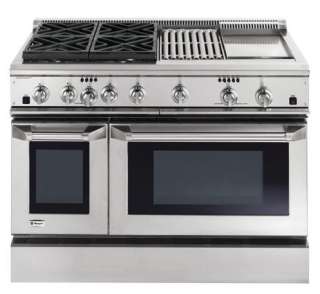 GE MONOGRAM 48 DUAL FUEL RANGE 4 BURNERS GRILL GRIDDLE STAINLESS 