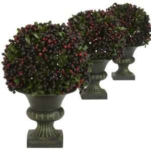  Nearly Natural Pepper Berry Ball Topiary (Set of 3)