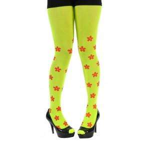 YELLOW FLOWER PWOER TIGHTS HIPPIE 60S 70S COSTUME  