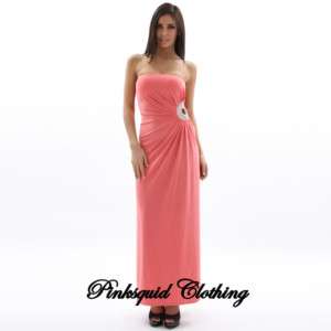   CORAL SUMMER / EVENING MAXI PARTY / PROM DRESS SIZE 8 10 12 14  