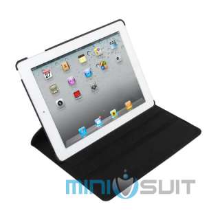 Black 360 View Leather Rotating Stand Accessory Case Cover For Apple 