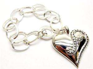 Toggle Bracelet with Detailed Heart Charm  