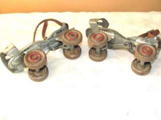 Antique Pair Adjustable Metal Roller Skates #30  