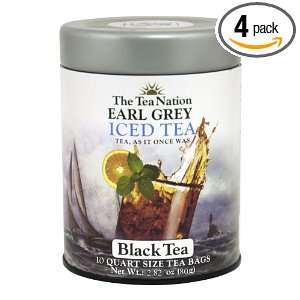 The Tea Nation Iced Black Tea, Earl Grey, 10 Count (Pack of 4)  