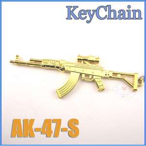 Cross Fire metal Model Gold AK47 S Keychain ring Military ornaments 