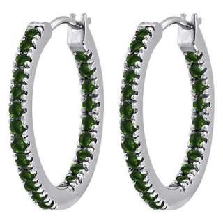 Sterling Silver Created Emerald Earring.Opens in a new window