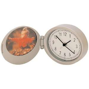  Zinc Alloy Travel Clock w/Photo insert Silver Tone 