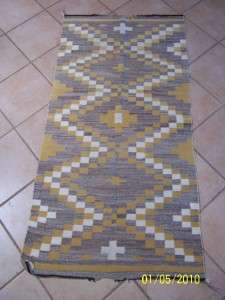 Vintage American Indian Navajo Rug Blanket Gold 65x33  
